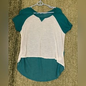 Blouse large women sheer blue and white